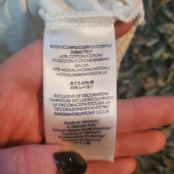 Chaps Women's White and Blue Button Up Blouse Cottagecore Boho Hippie Coastal - Picture 7 of 8